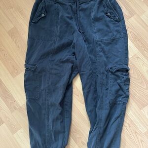 Primark Rita Ora Grey/Blue Cargo Pants with Drawstring Waist and Tapered Cuffs